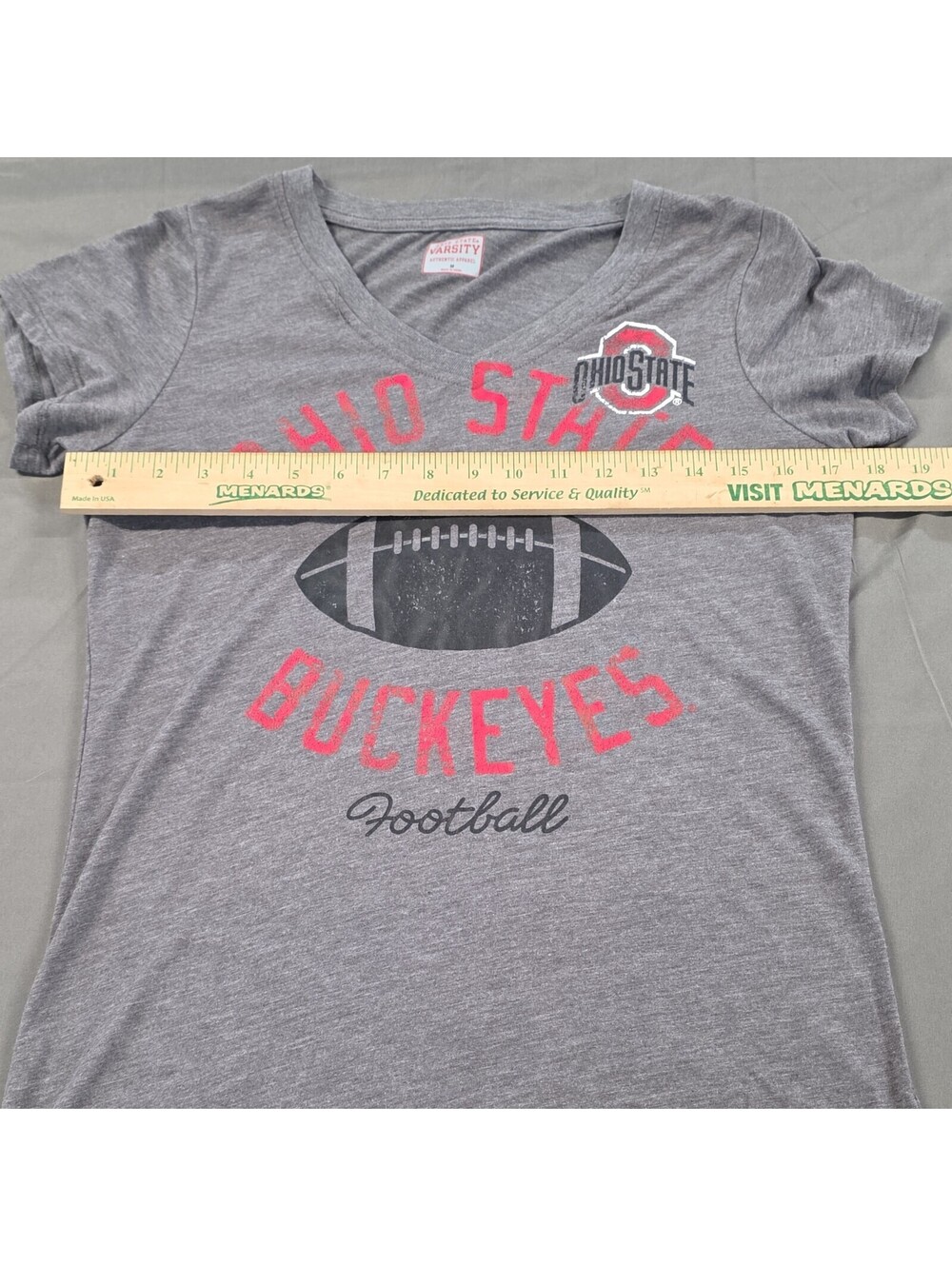 Ohio State Varsity Ohio State Buckeyes Football V-Neck Shirt Gray M - Picture 4 of 8